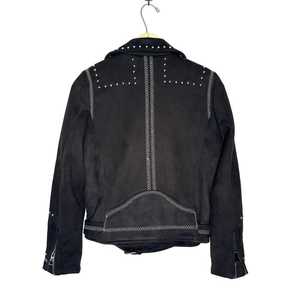 Aqua | Black Studded Faux Suede Moto Jacket Size XS - Picture 5 of 8